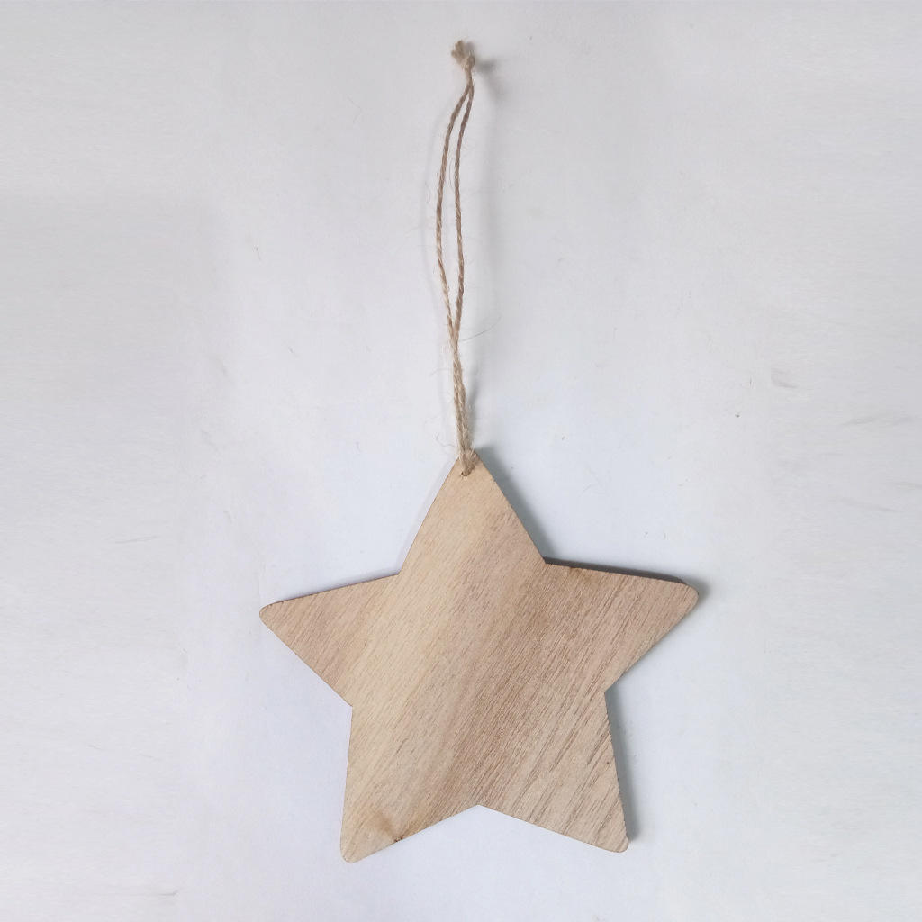 jm01382木质伊斯兰古尔邦开斋节五角星雕刻图案小挂件 木制工艺品