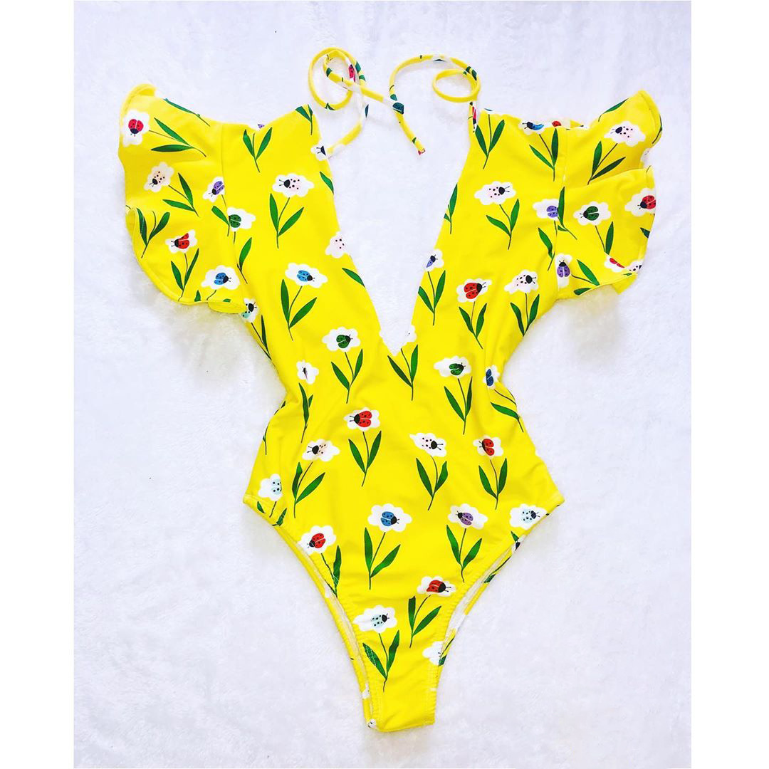 欧美连体泳衣女2020新款外贸出口印花兴城泳装坦基尼一体swimsuit