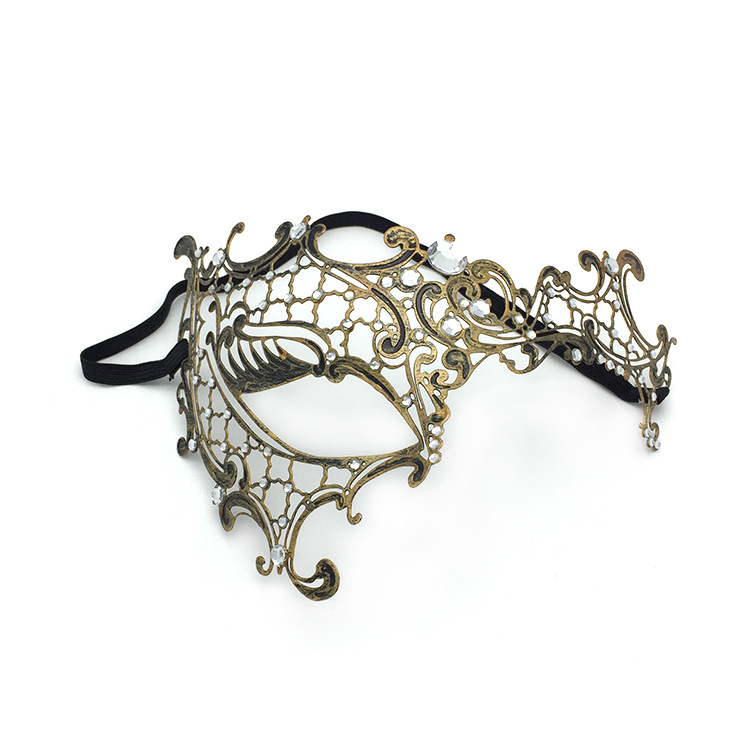 威尼斯高档化妆舞会金属铁面具 复古金色独眼半脸面具 派对眼罩