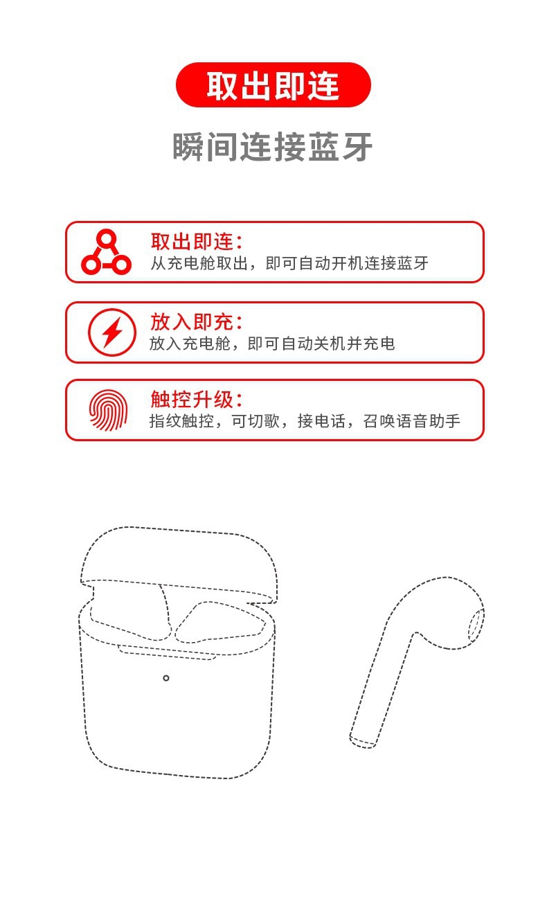 tws蓝牙耳机 inpods 马卡龙 i12 5.0无线触控双耳立体声 厂家热销