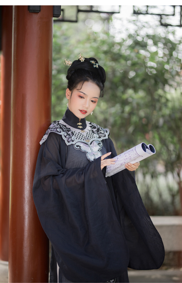 8886 【非原创】古装汉服春山蝴蝶骨云肩长衫明制立领开衫外套