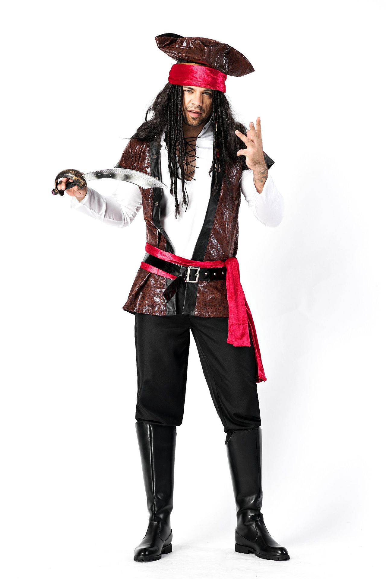 现货万圣节化装舞会cosplay加勒比男女海盗服成人杰克船长表演服