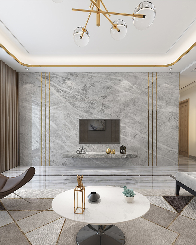 电视背景墙瓷砖现代简约轻奢微晶石客厅装饰造型大理石纹背景墙砖