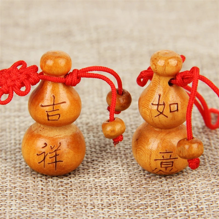 桃木葫芦雕刻平安福禄吉祥如意葫芦小挂件景区纪念品挂件