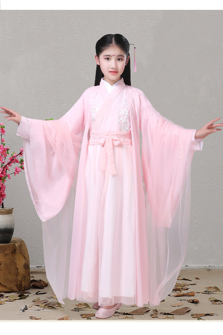 汉服儿童小孩古装仙女广袖流仙裙中国风古代公主轻纱古装古筝礼服