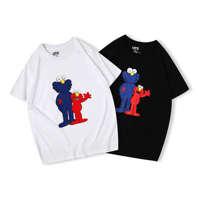 芝麻街kaws x sesame street l联名系列t潮牌短袖t恤