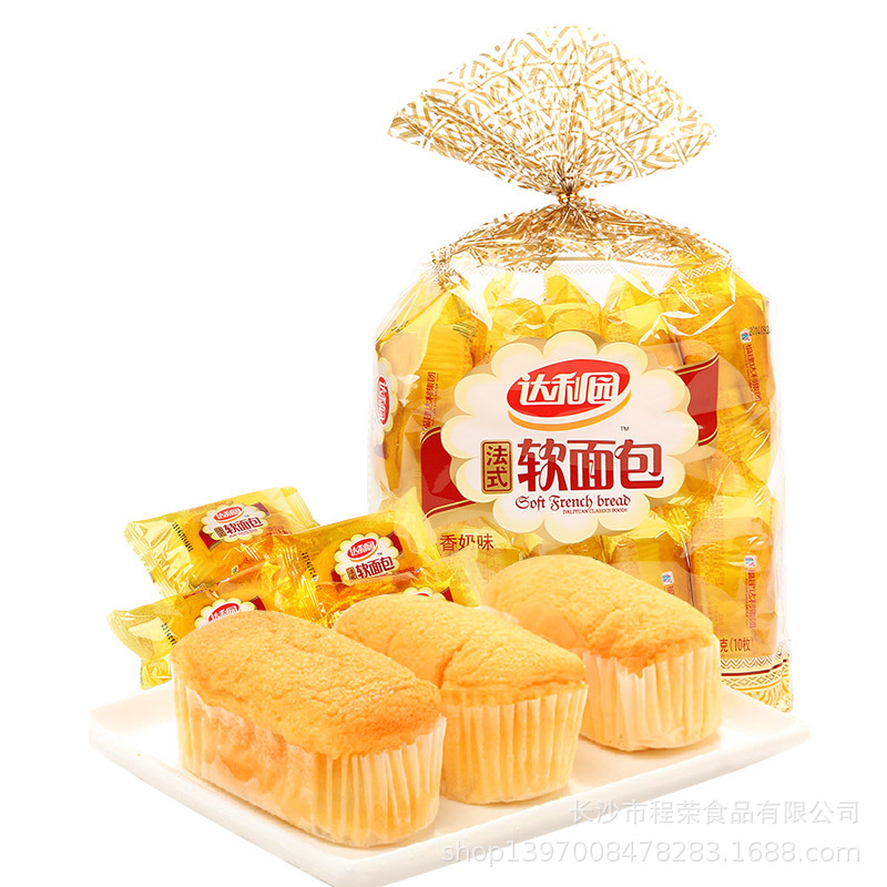 达利园法式软面包200g香奶香橙味10枚 糕点心早餐零食品 整箱