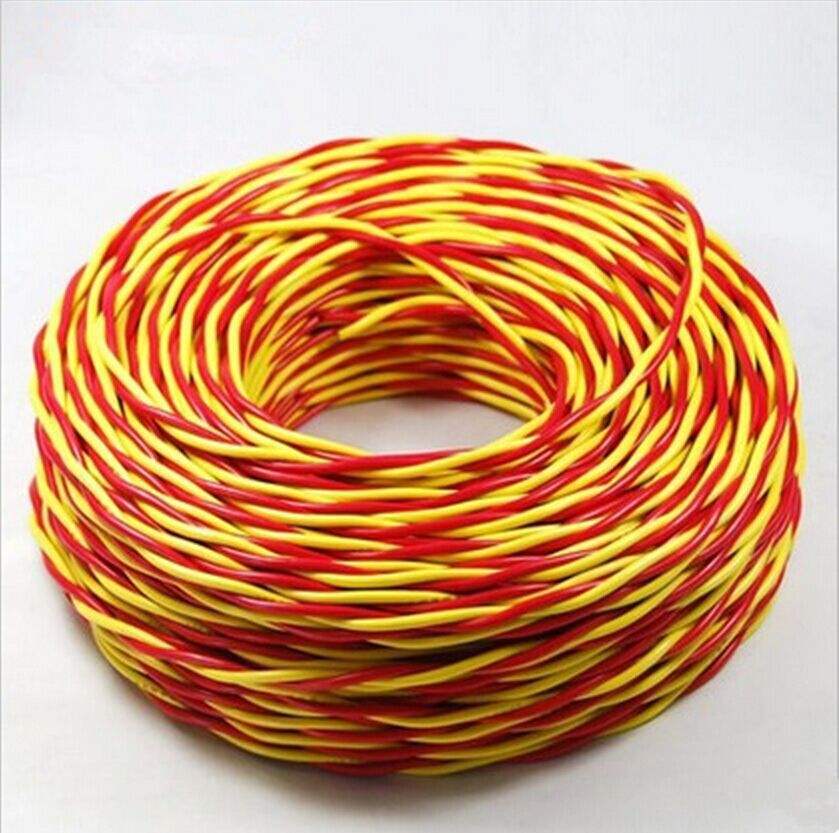 5平纯铜红黄花绞线 双色双股花线2芯灯线77支rvs绞线电线