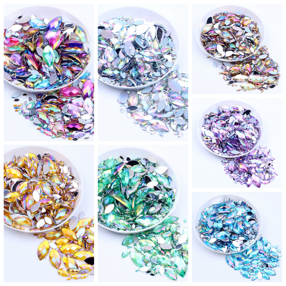 New Spherical Horse Eye Flat Magic Color AB Plaid Earth Surface Mobile Phone Barrettes Cream Glue Diy Diamond Accessories Wholesale