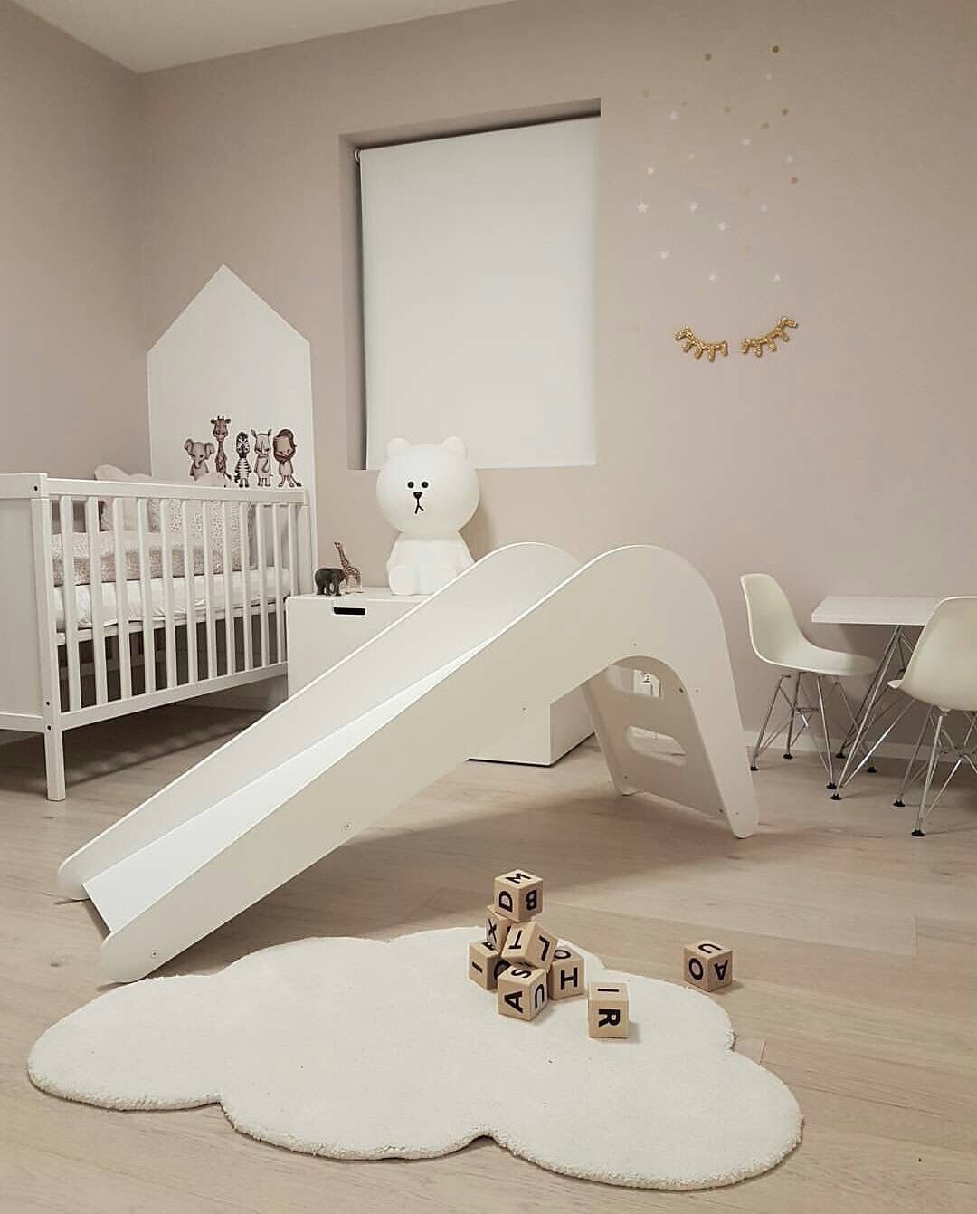 ins北欧儿童房室内简约白色玩具滑滑梯摆设装饰拍照道具背景娱乐