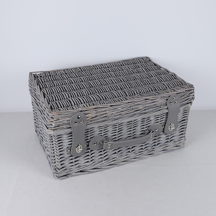 Vintage Color Wicker Picnic Basket Handmade Weaved Storage Basket Sample to Picture Wholesale Basket of Various Sizes and Styles