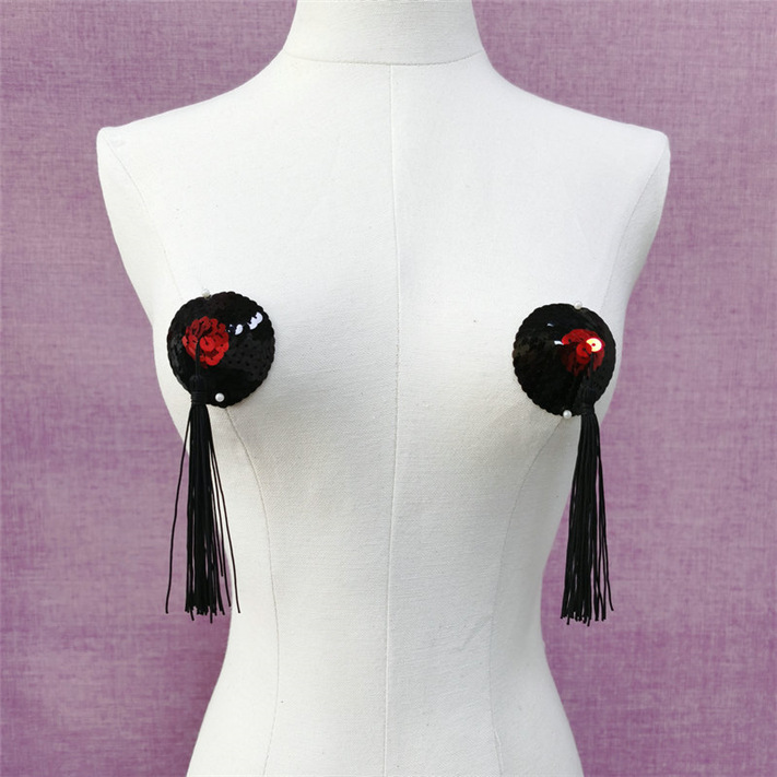 现货性感血滴子乳贴强粘性可水洗 流苏乳贴 亮片情趣胸贴