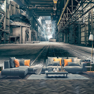 复古工业风隧道墙纸3d立体空间延伸咖啡厅壁画个性酒吧网珈壁纸