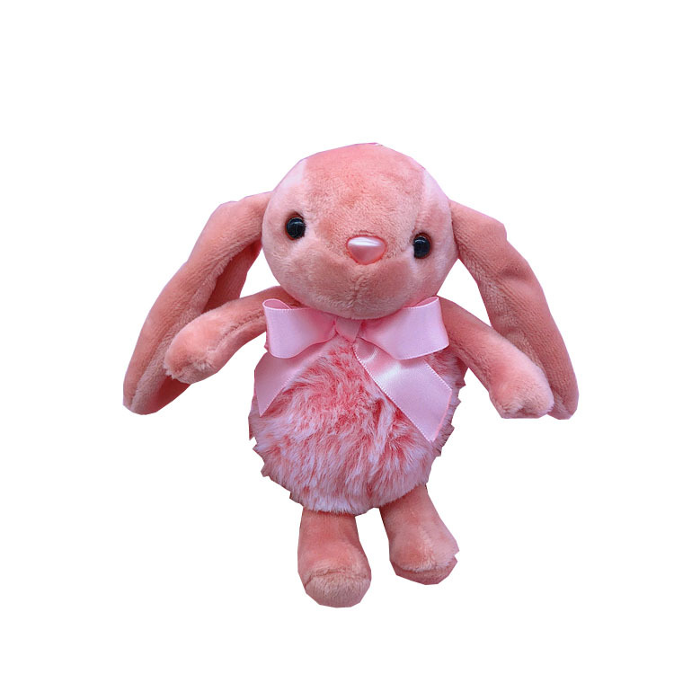 卷毛草绒兔子钥匙扣穿衣条纹公仔卡通情侣兔兔钥匙链圈包包挂件