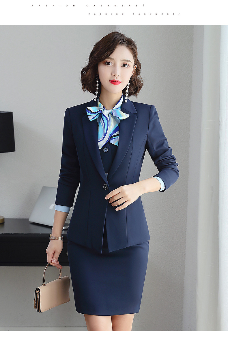酒店工作服秋冬装客服前台收银员美容院职业套装女西装服务员工装