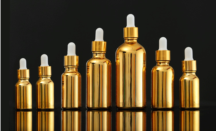高档金色电镀玻璃精油瓶 喷雾乳液瓶 香水瓶 化妆品分装瓶空瓶子