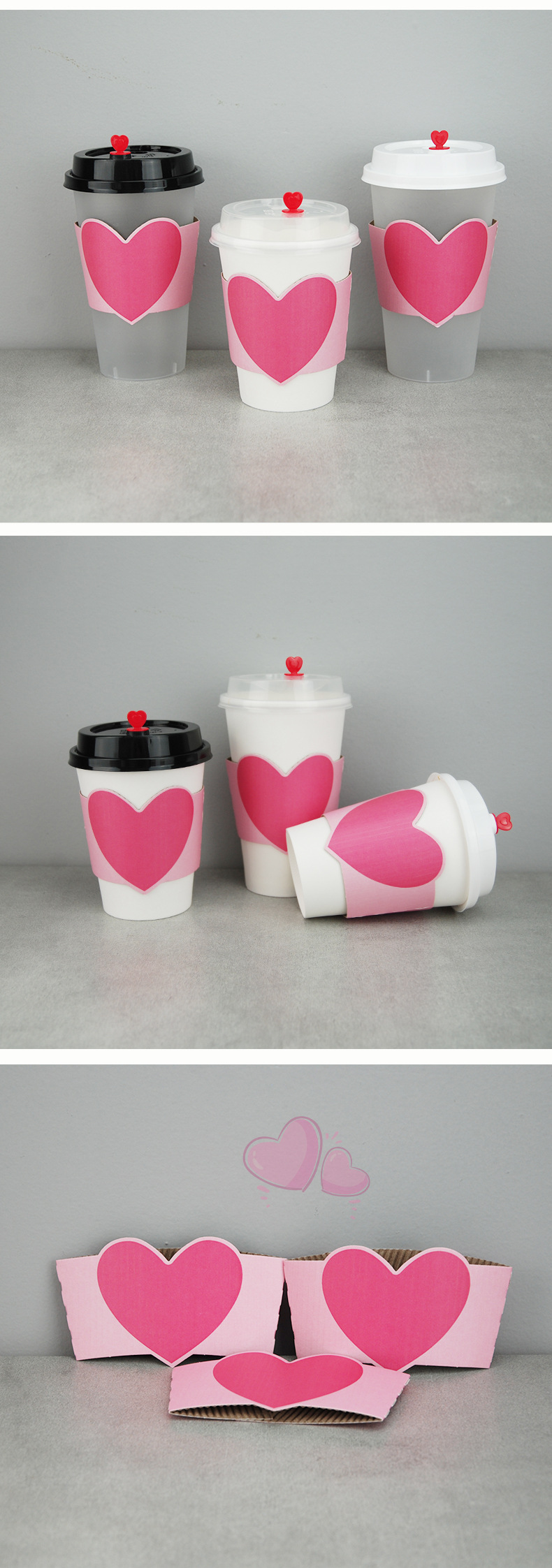 恒鑫一次性咖啡杯套定制logo奶茶纸杯杯套防烫杯托圣诞节杯套
