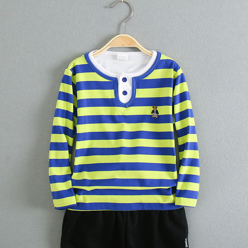 男童长袖t恤2020春秋新款儿童条纹打底衫中小童休闲童装上衣 批发