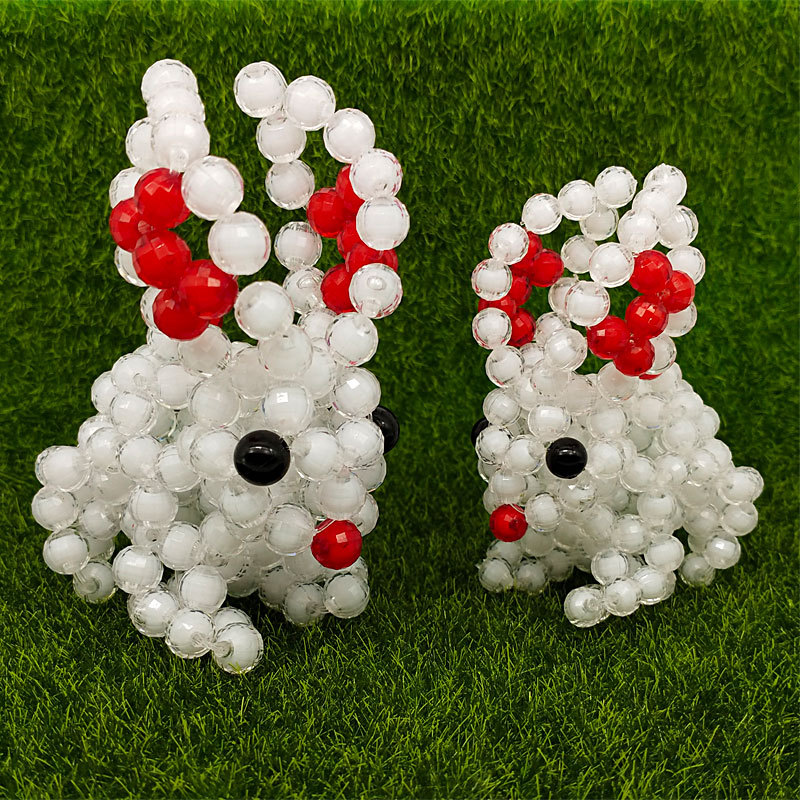 手工串珠大耳朵兔可爱十二生肖摆件礼物微商精品货源成品厂价批发