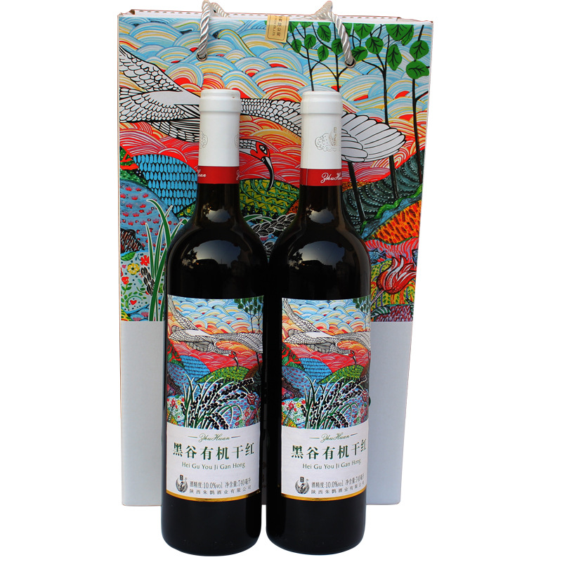 陕西洋县朱鹮黑米酒黑谷有机干红740ml/360ml礼盒装田园版红酒