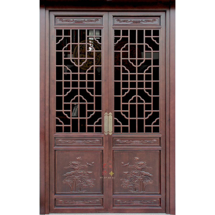 木雕花格门带门架 实木花格窗 古典木门 仿古木格门窗d0-d202