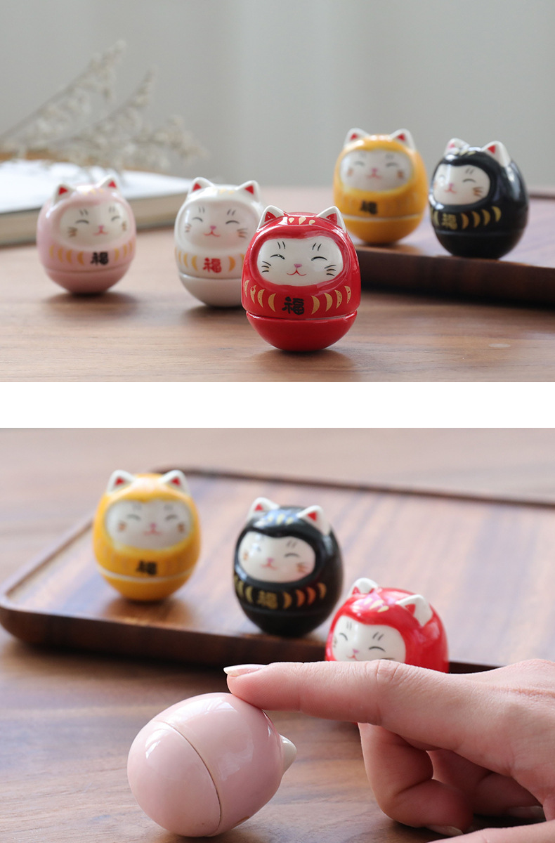 陶瓷招财猫不倒翁摆件迷你桌面摆件精美个性创意生日礼物送男女友