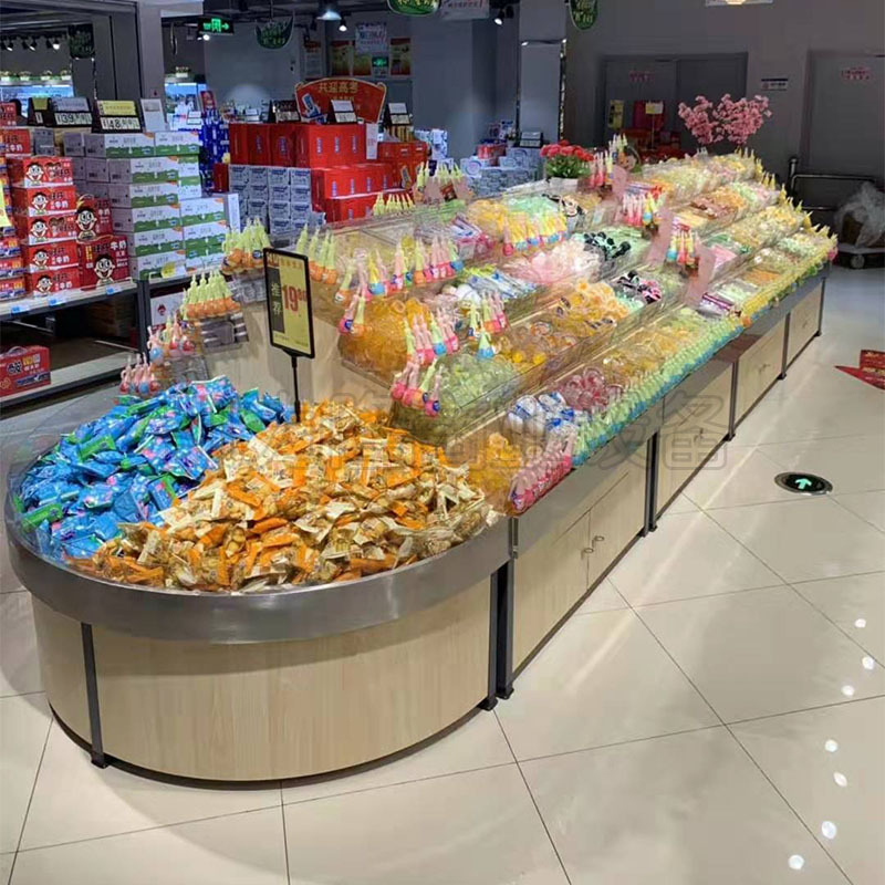 精品散装散货零食货架苏州常熟市热卖超市木质散称食品展示架柜