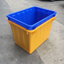 现货300L塑胶水箱带轮子塑胶方箱可带盖子塑料周转箱多用带轮水箱