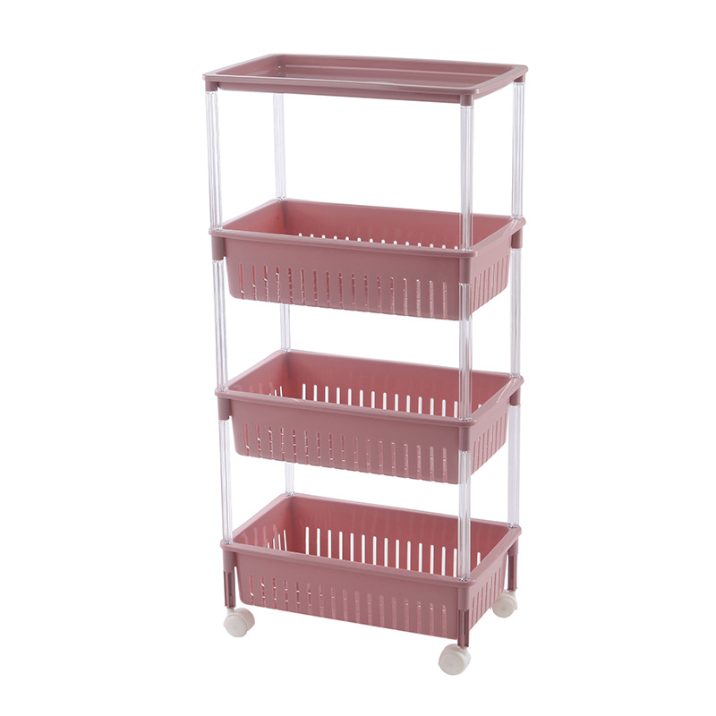 Four-Layer Pulley Flat Storage Rack Toy Sundries Storage Organizing Rack Kitchen Plastic Storage Rack 0337