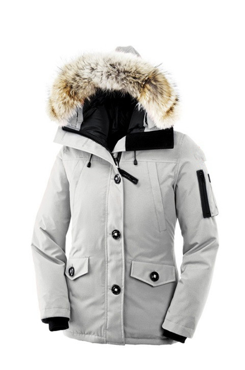 加拿大加厚保暖鹅绒羽绒服短款女士修身纯色连帽羽绒服防风防水冬