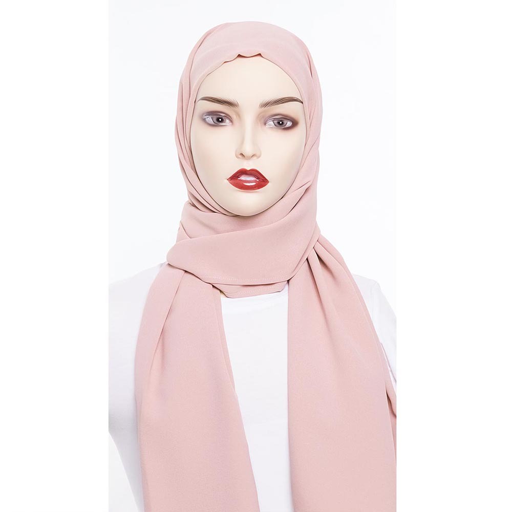 粉色头巾高质量妇女包头盖头围巾民族单色长纱巾
