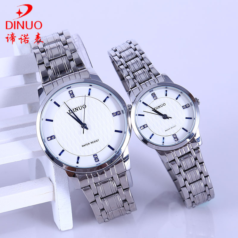 趋势热销款可比价款谛诺情侣手表一对 男女学生精钢防水石英表