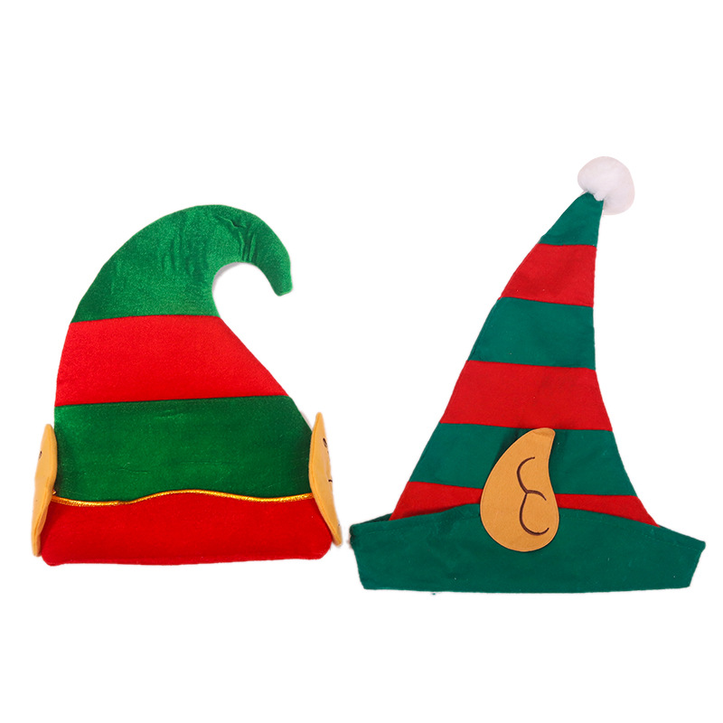 Christmas Party Decorations Elf Christmas Hat Christmas Elf Hat Clown Hat Ears Red Green Striped Hat