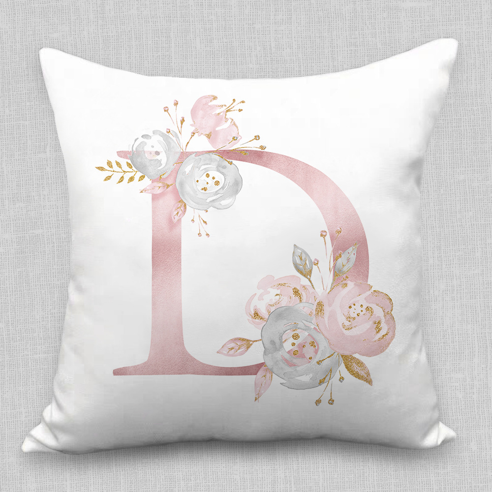 Ins Nordic Pillow Cover Pink Letters Cushion Pillowcase Car and Sofa Waist Rest Seat Cushions Amazon Factory Wholesale