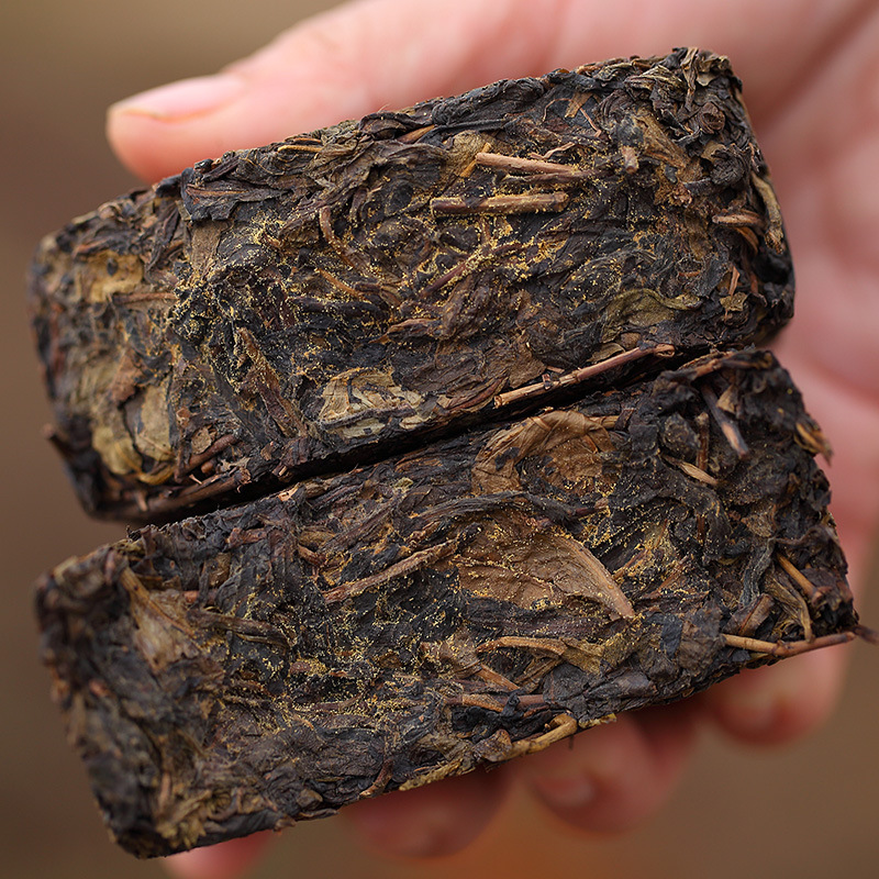 口粮安化黑茶金花茯砖茶荒山野生原料手筑茯砖安华400克
