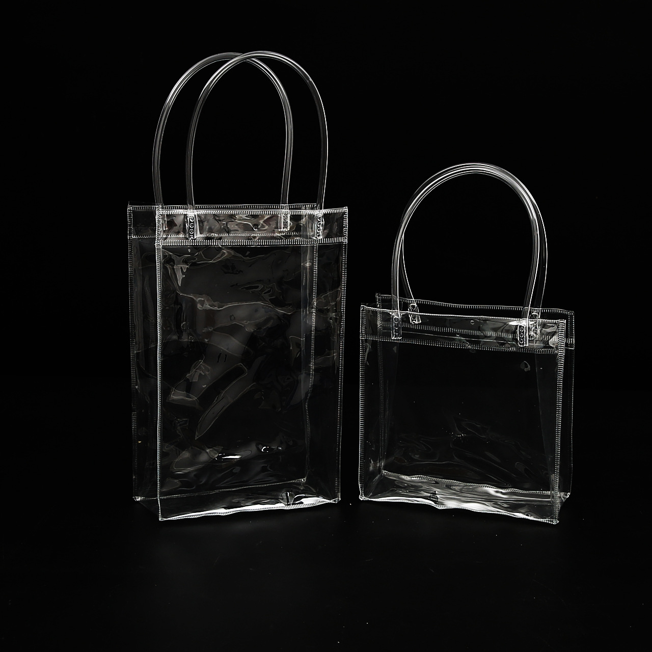 厂家批发pvc塑料手提袋 透明便利饮料红酒袋 现货礼品包装手拎袋