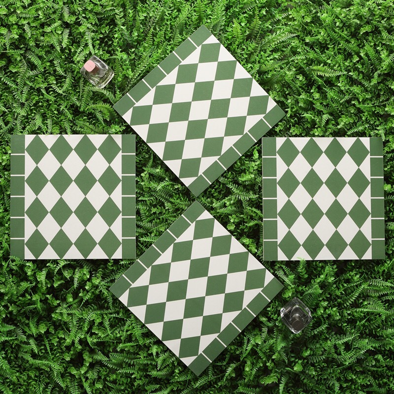 摩洛哥墨绿花砖300现代民宿客厅餐厅墙砖防滑地板砖墨绿复古瓷砖