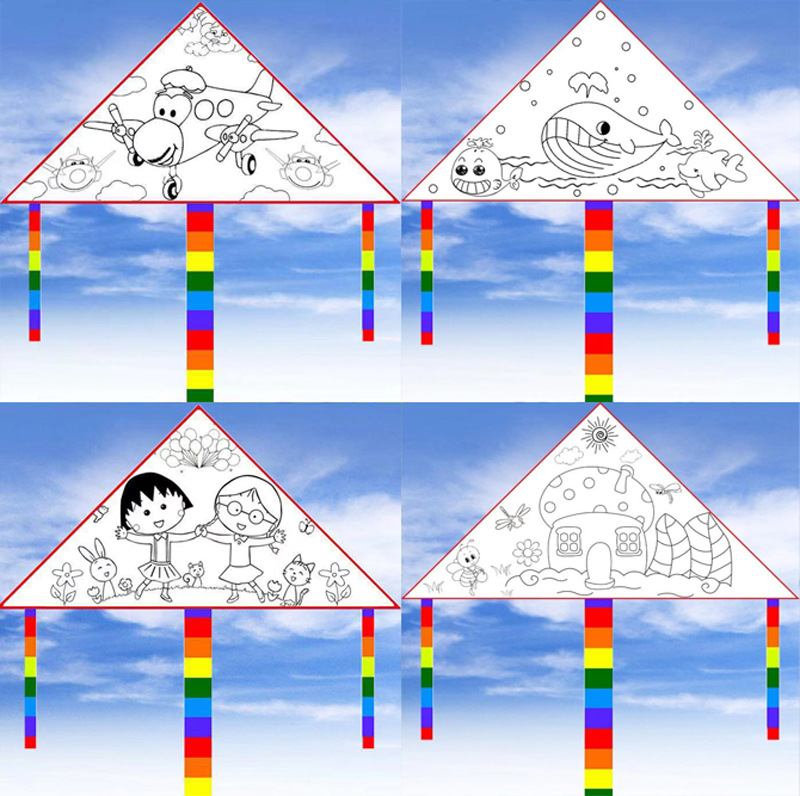 diy风筝空白填色儿童绘画手工材料包教学手绘涂鸦美术活动批发