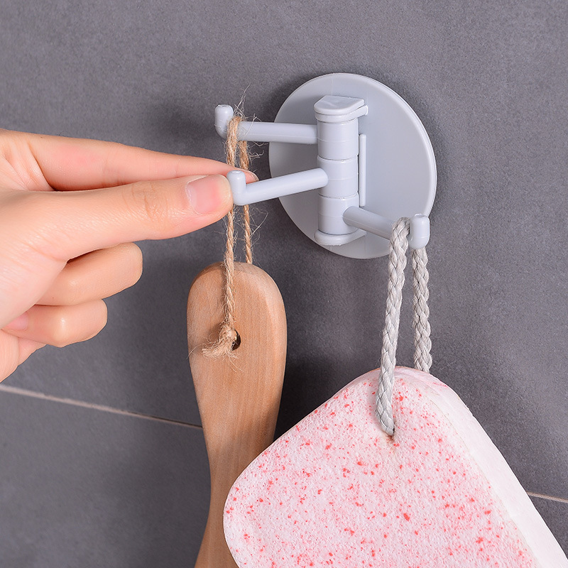 Tracelss Paste 3-Point Rotating Hook Multi-Functional Hook Bathroom Bathroom Kitchen Invisible Wall Hook