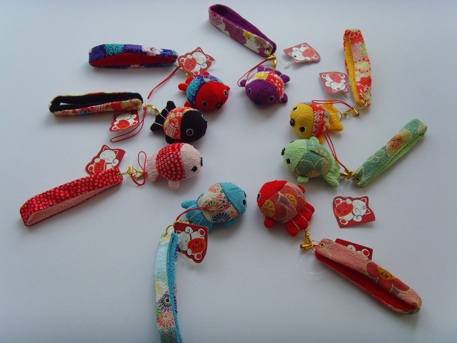 日本招喜屋正品和风布艺金鱼手机挂件卡通手机链卡通钥匙链批发