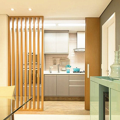 新中式简约木格栅隔断客厅楼梯玄关禅意实木进门背景墙镂空座屏风