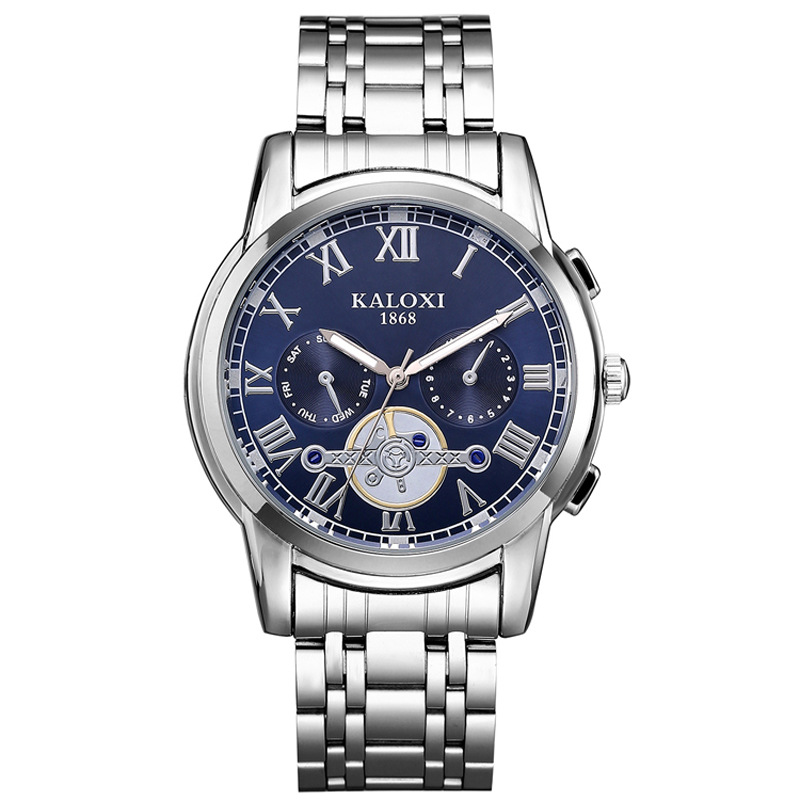 礼品订制卡罗西男士手表钢带石英表仿三针学生夜光腕表休闲手表