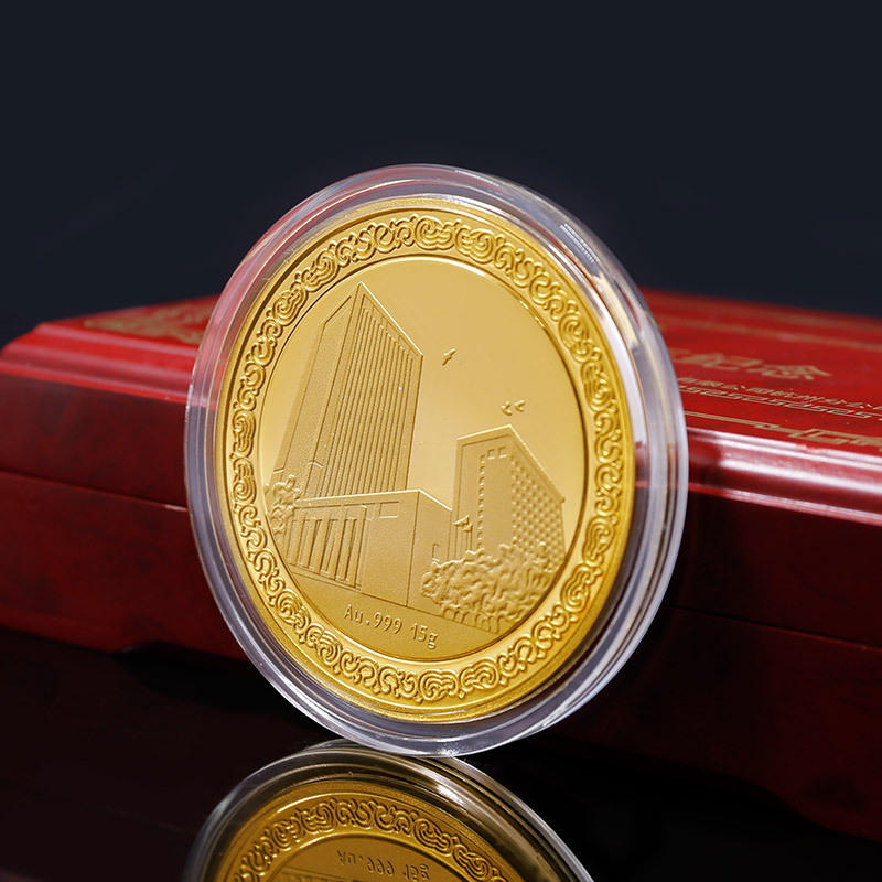 创意足银纪念章定制logo 金币定制银币 5周年庆典 足金纪念币定做