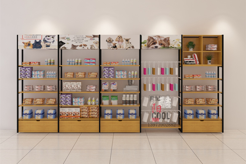 宠物店饰品货架展示架挂钩猫狗粮柜子孕婴母婴店柜台展示柜定做