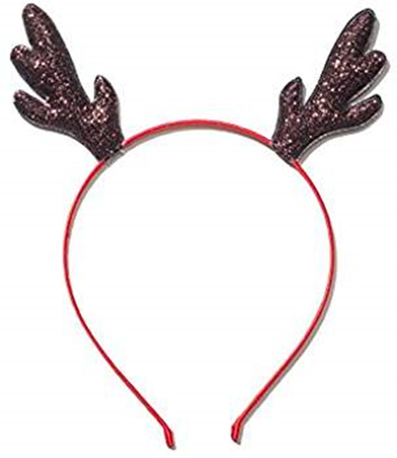 New Hot Sale Christmas Antler Hairband Glittering Powder Reindeer Ornament Hair Ring Two Colors Elk Headband Factory Direct Sales