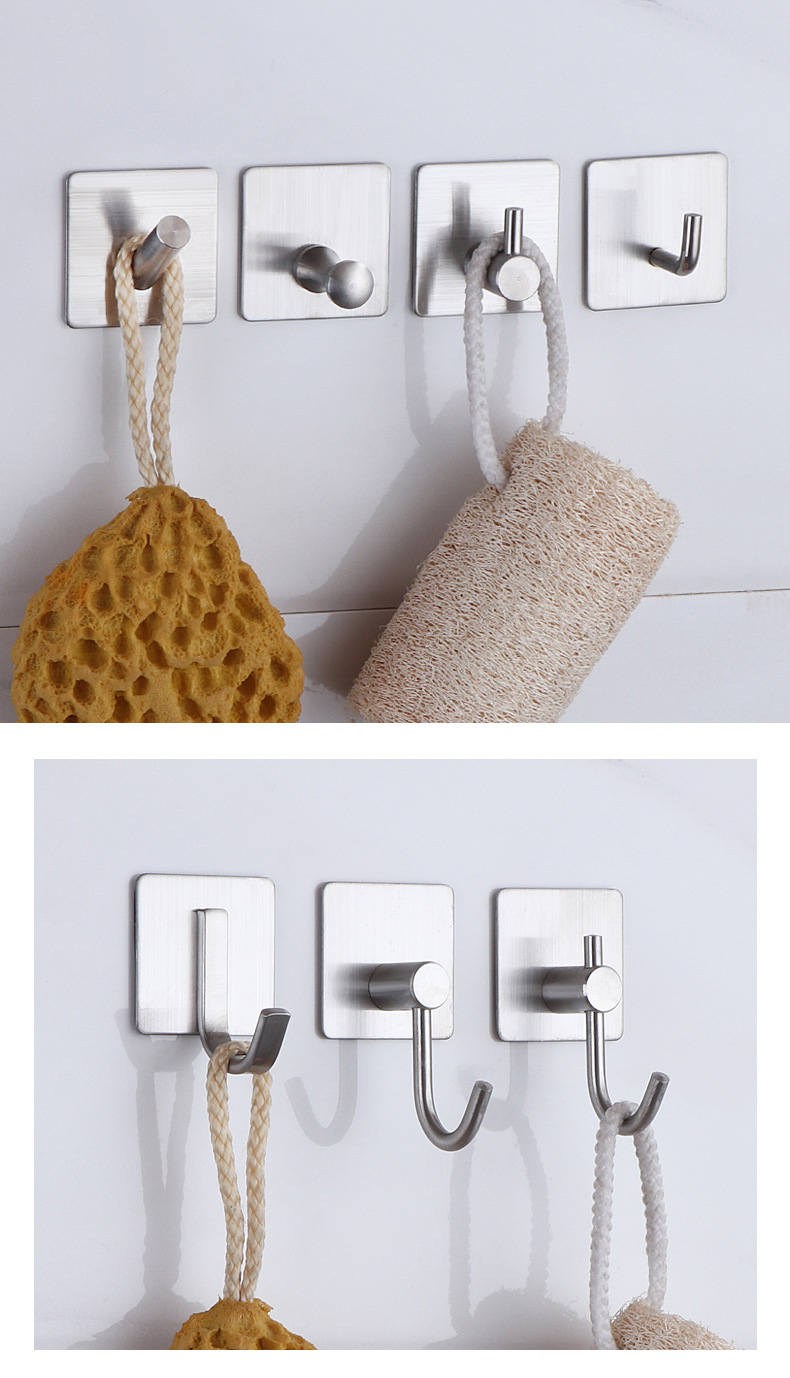 304不锈钢拉丝挂钩单钩 跨境酒店衣帽钩轻奢浴室衣钩免打孔挂衣钩