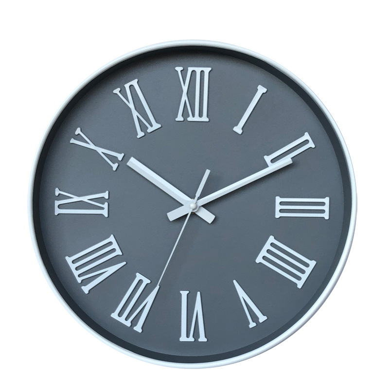 12-Inch Roman Digital Wall Clock Creative Clocks Living Room Bedroom Clock Cross-Border Quartz Clock Atmospheric Gold Custom