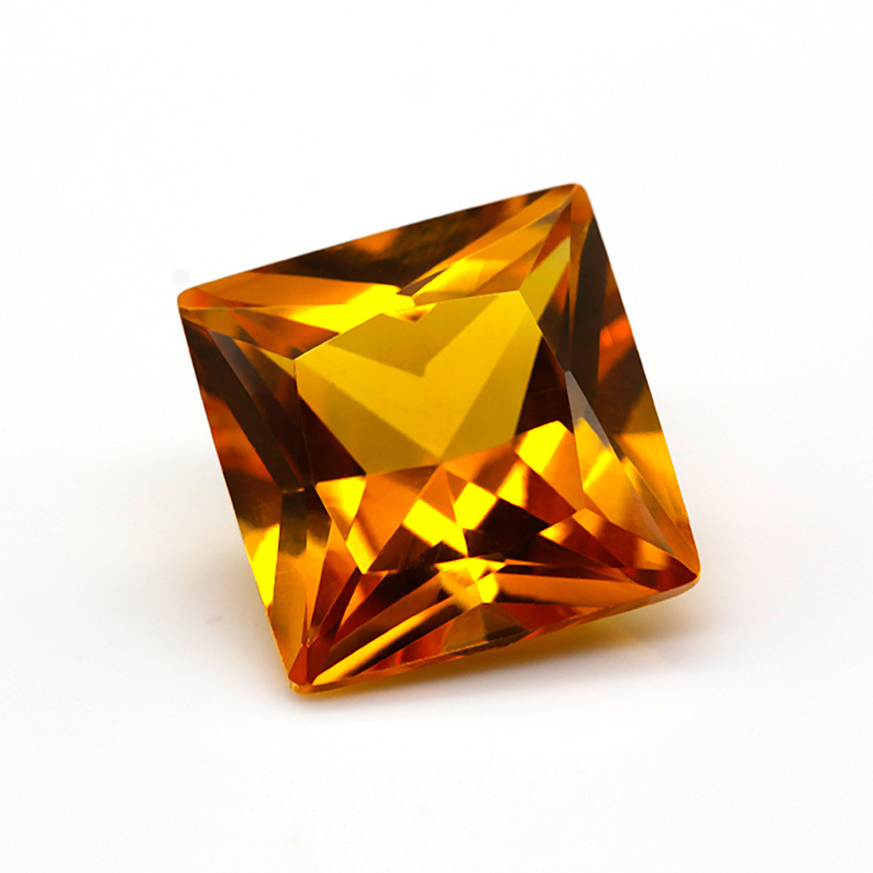 加工定制刚玉宝石 正方形公主切黄刚玉 21#刚玉裸石批发