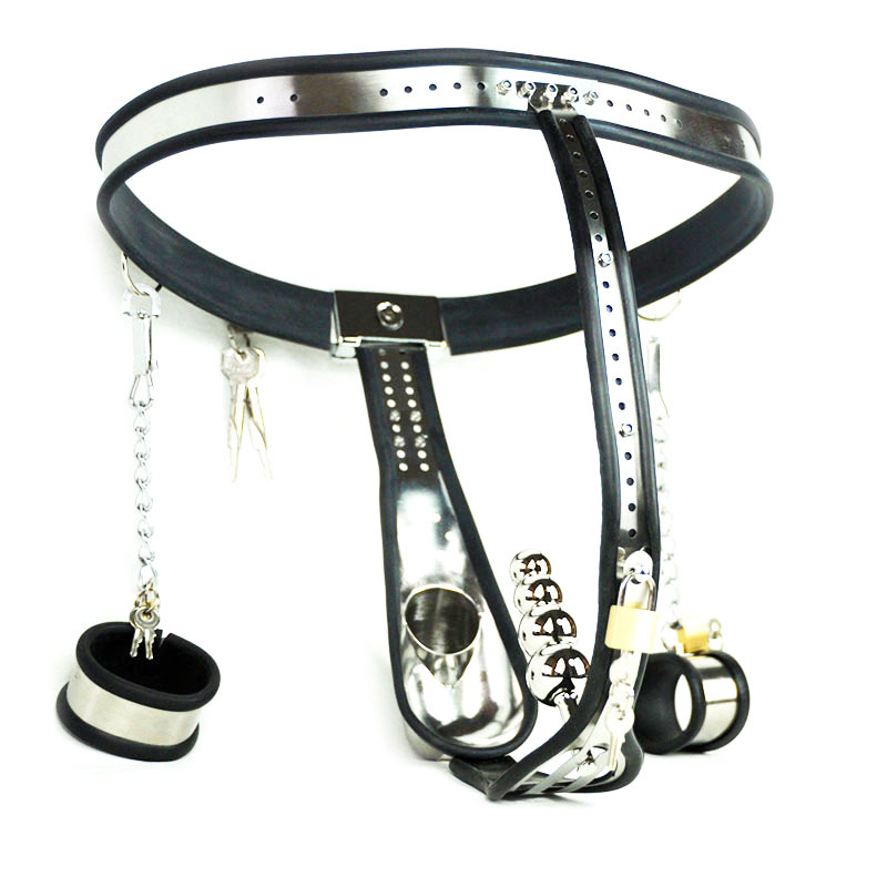 黑帝厂家肛栓菱形导尿口不锈钢男用贞洁带两件套贞操带大腿环