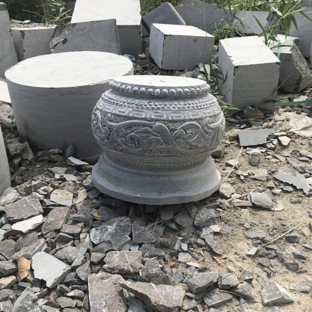 青石花岗岩柱墩石 柱子空心实心基脚石 浮雕刻花柱顶石